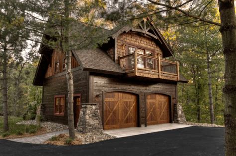 Full log, log siding with faux corners, log siding with corner boards or post and beam. 8 Log Cabin Garages Made From Logs and Timber - Log Cabin Hub