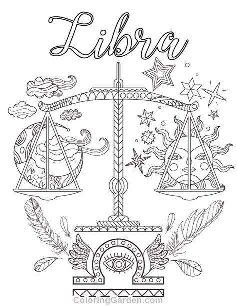 Adult coloring pages pdf downloads. Libra Adult Coloring Page