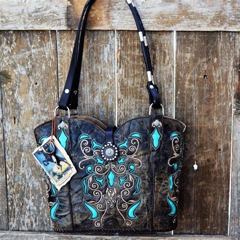 Smokey Black With Turquoise Inlay Cowboy Boot Purse I Used Miniature