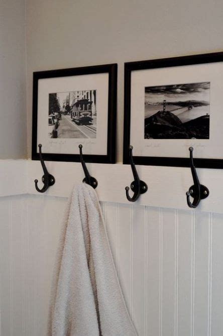 Coming in single and double hook styles, use bathroom hooks to hang your bathrobe, towels, or other accessories. Bathroom black ceiling towel racks 20 ideas | Beadboard ...