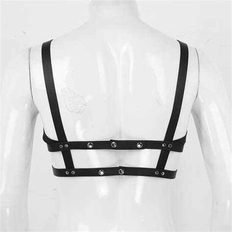 Harness Men Wetlook Zentai Punk Gothic Pu Leather Body Chest Cage Belt Cosplay Clubwear Costumes