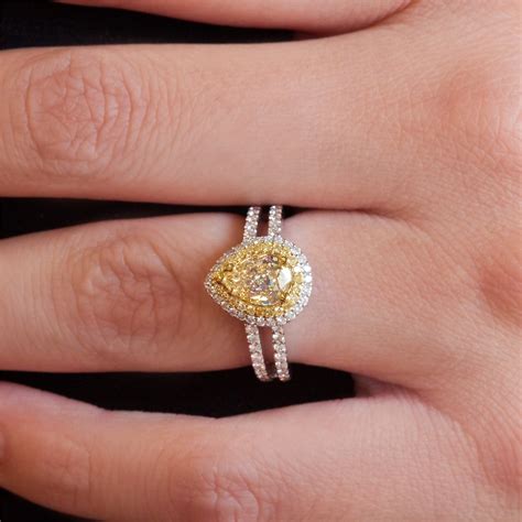 Fancy Yellow Pear Shaped Diamond Ring Pear Shape Yellow Diamond