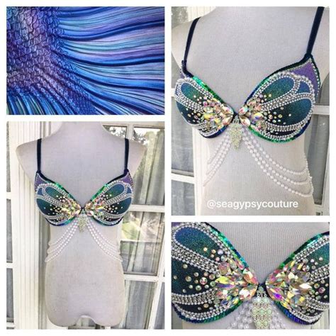 midnight crystal shell mermaid bra mermaid costume 34c 36b etsy mermaid bra mermaid costume