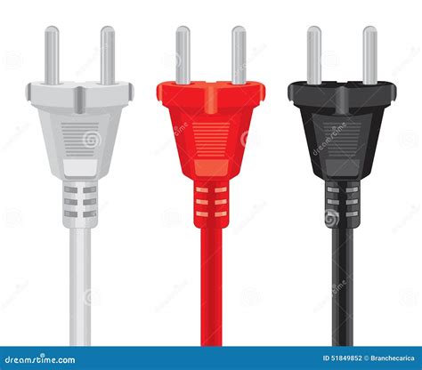 Power Plug Cord On A White Background Stock Vector Illustration Of