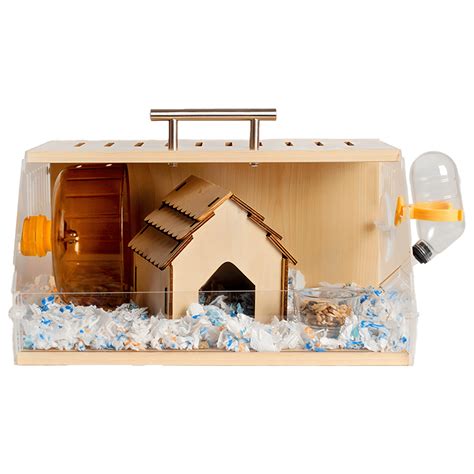 Hamster Travel Cage Wooden Habitat With Acrylic Sheets