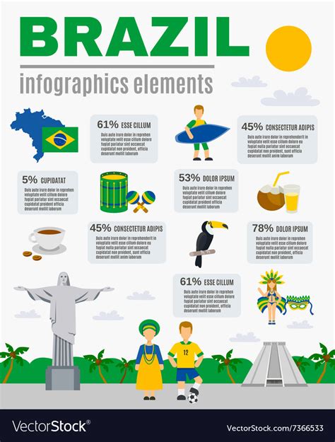 Brazilian Culture Infographic Elements Poster Vector Image