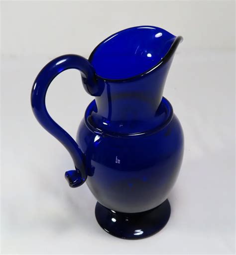 Cobalt Blue Glass Pitcher Vintage Glass Designs