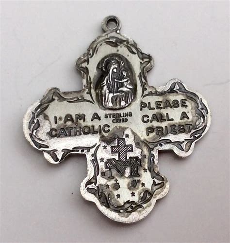 vintage creed sterling silver catholic four way medal from bestkeptsecrets on ruby lane