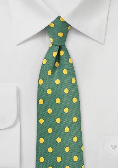 Ivy Green Tie With Lemon Yellow Polka Dots Bows N