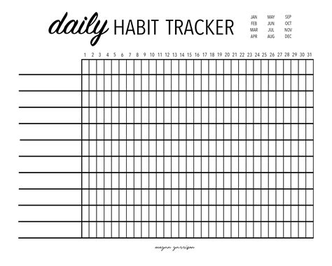 Daily Habit Tracker Free Printable Megan Garrison Photography