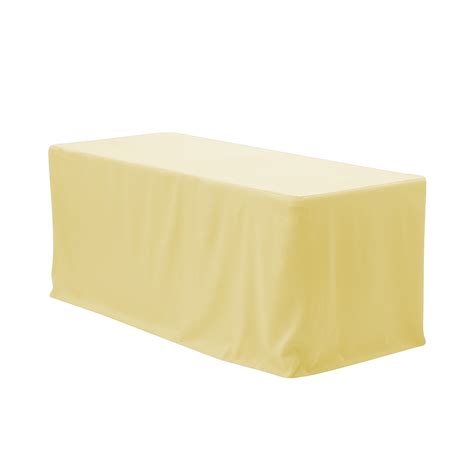 6 Ft Rectangular Fitted Polyester Tablecloth Pastel Yellow Bridal