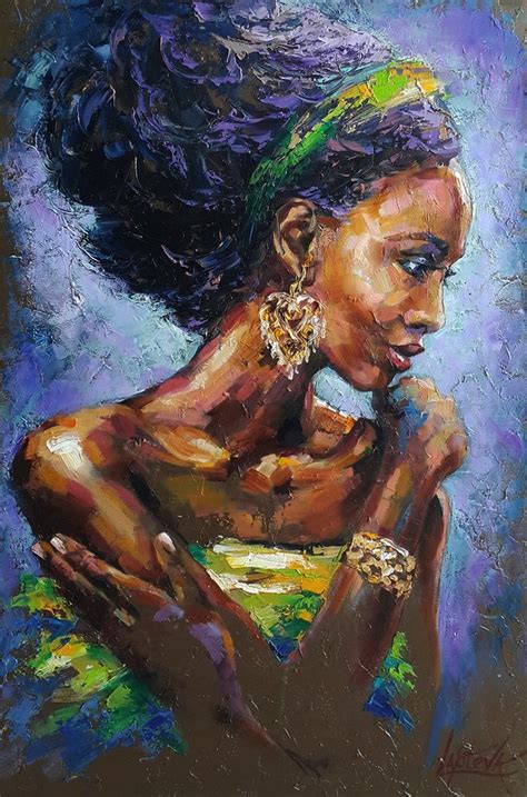 African Woman Portrait Painting Original 2019 Oil Painting By