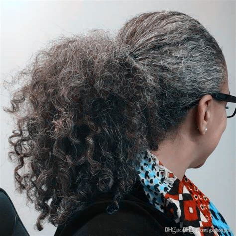 Grey Kinky Curly Weave Ponytail Clips DIVA Brazilian Hair Extension