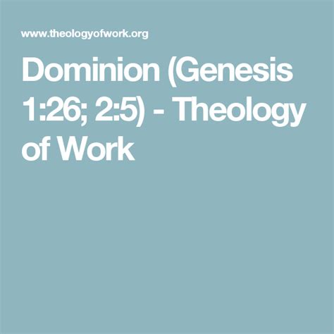 Dominion Genesis 126 25 Theology Of Work Genesis 1 Dominion