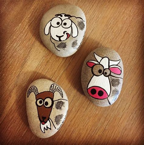 Hand Painted Goat Rocks Painted Rock Animals Rock