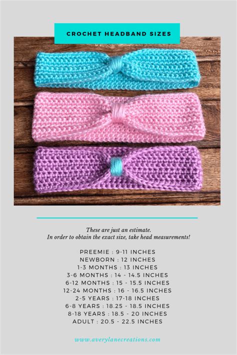 Crochet Headband Size Chart Crochet Headband Sizes Baby Headbands