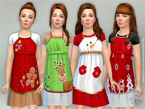 Christmas Apron For Girls Found In Tsr Category Sims 4 Female Child