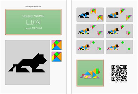 Tangram Lion Printable Tangram Worksheet 102 Providing Teachers