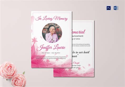 Traditional Funeral Announcement Template For Mother In Adobe Photoshop