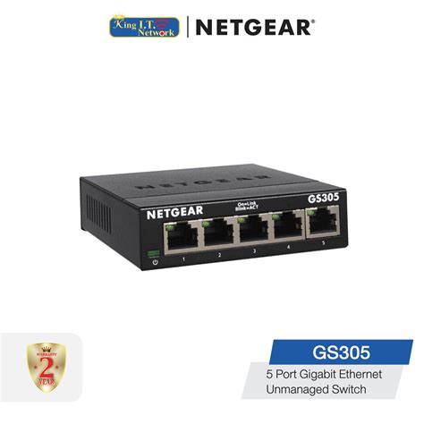 Netgear Gs305 5 Port Gigabit Ethernet Unmanaged Switch Desktop Sturdy Metal Fanless Housing