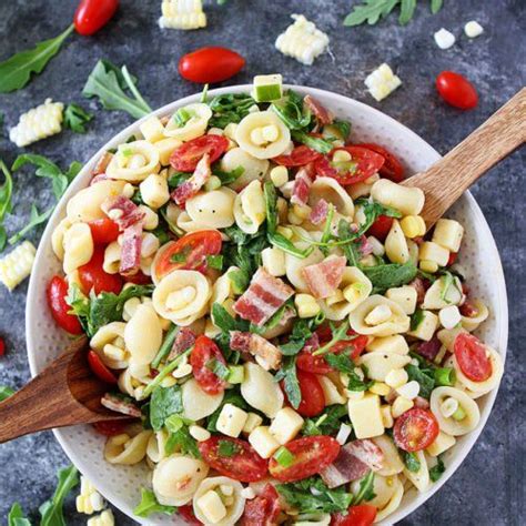 Once pasta is cooked, drain extra liquid and add in spinach and basil, stir until wilted. Greek Pasta Salad {with Greek Yogurt} | Pasta salad, Easy ...