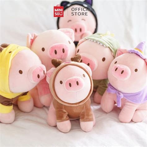Miniso Sitting Piglet Plush Toy With Hoodie Series 118 Cute Pig Stuf