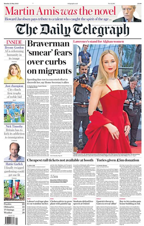 Daily Telegraph Front Page Nd Of May Tomorrow S Papers Today
