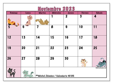 Calendario Noviembre De 2023 Para Imprimir “481ds” Michel Zbinden Ve