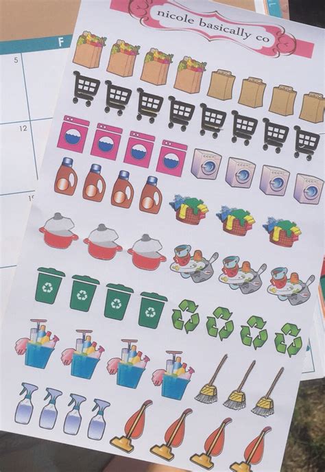 Functionalchore Stickers For Use With Erin Condren Life