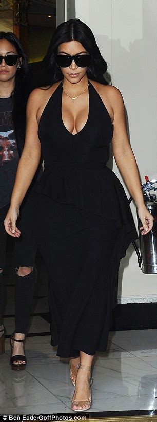 kim kardashian shows cleavage as she leaves the dorchester hotel in london daily mail online
