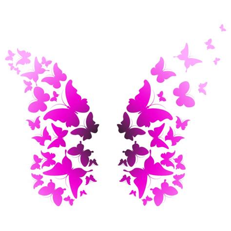 Bright Pink Butterfly Wings Animals Colour Wall Stickers Kids Home Art Decals