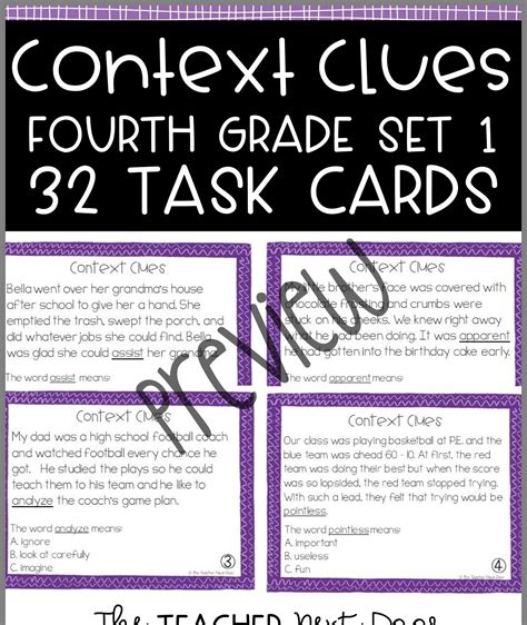 Context Clues Fourth Grade Worksheet