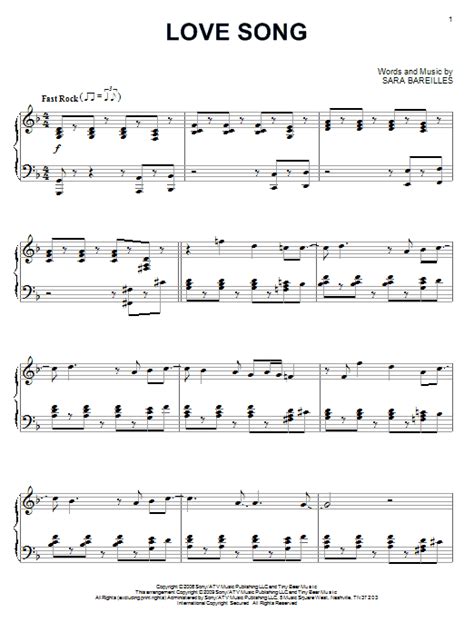 Love Song Sheet Music Sara Bareilles Piano Solo