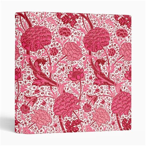 William Morris Jacobean Floral Coral Pink 3 Ring Binder