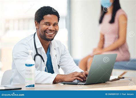 Doctor, Laptop and Smile for Healthcare Appointment, Checkup or