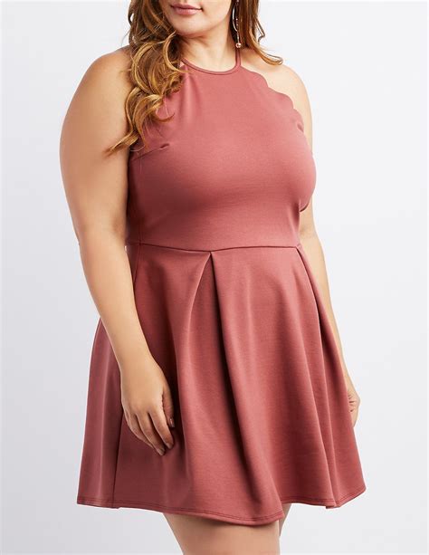 Plus Size Scalloped Bib Neck Skater Dress Charlotte Russe Plus Size