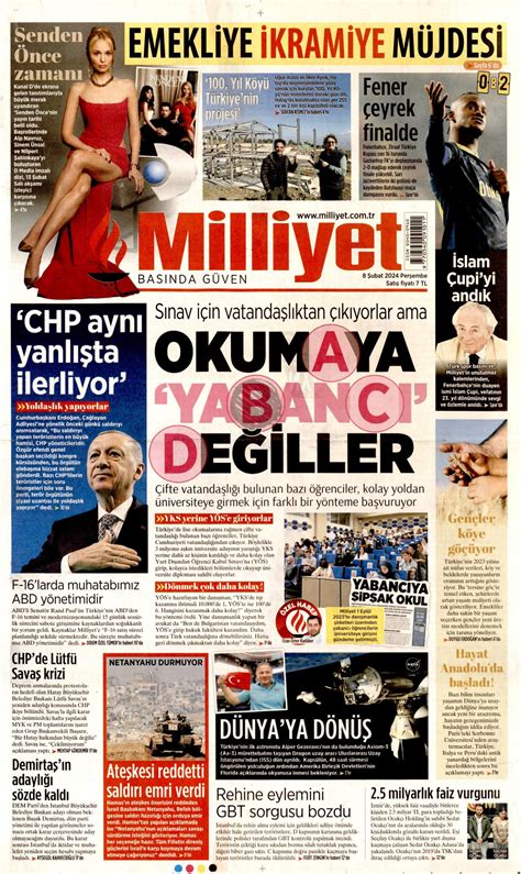 Milliyet Gazetesi Milliyet Manşet Oku Haberler 08 Şubat 2024