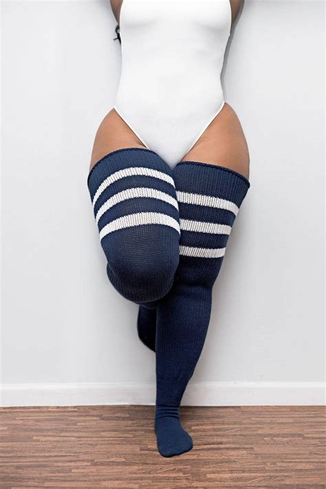 Over The Knee Plus Size Thigh High Socks Faded Navy And Etsy