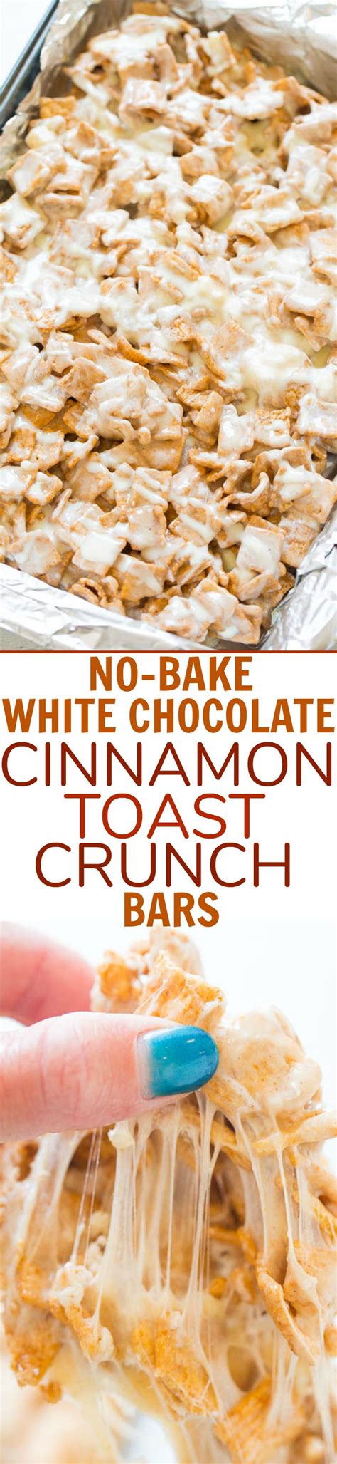 No Bake White Chocolate Cinnamon Toast Crunch Bars Averie Cooks