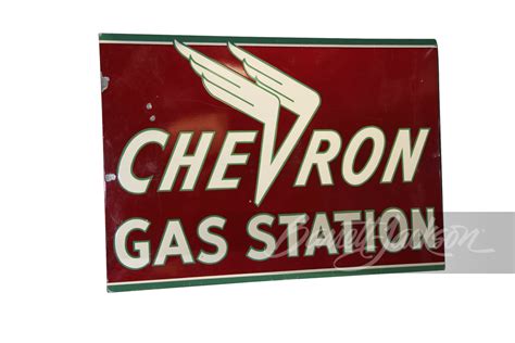 1940s 50s Chevron Gas Station Porcelain Sign