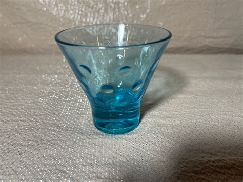 Hazel Atlas Turquoise Blue Capri Dot Flared Cocktail Glasses Set Of