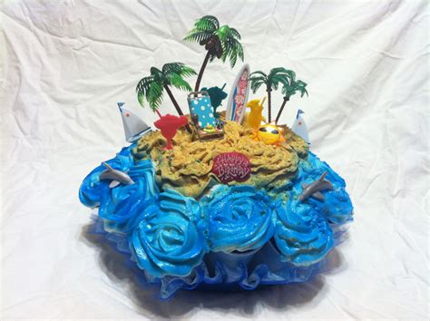 Beach Cupcake Bouquet Beach Cupcakes Cupcake Bouquet Cake Creations