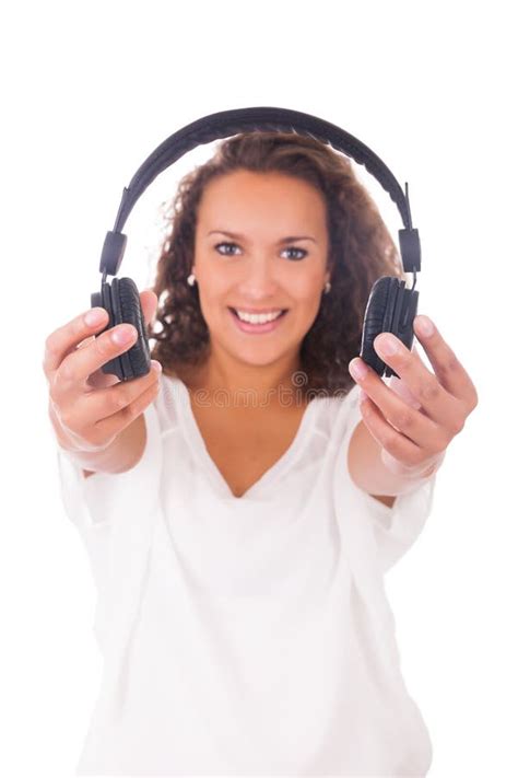 Woman Listening To Music With Headphones Stock Image Image Of