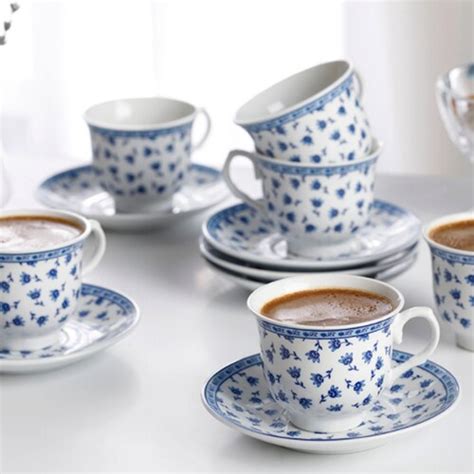 6x Porcelain Espresso Cups And Saucers Set Turkish Coffee Cup Etsy