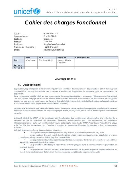 Cahier Des Charges StratéGie Logistique Rrmp Ed V1.1