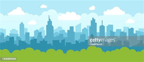 Abstract Modern City Skyline Seamless Vector Pattern High Res Vector
