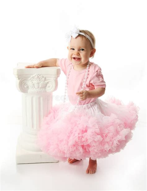 Baby Girl Wearing Pettiskirt Tutu And Pearls Stock Photo Image Of