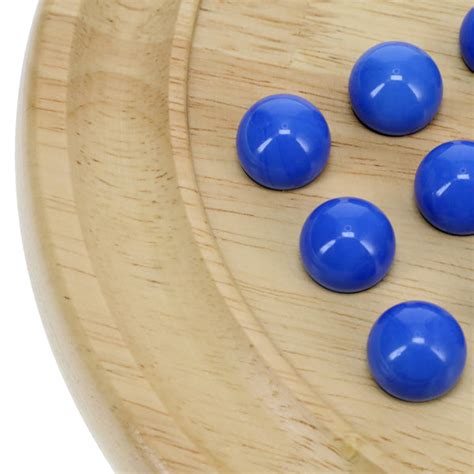 We Games Solid Wood Solitaire With Blue Glass Marbles 9 In Diameter