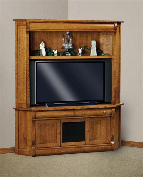 Old Classic Sleigh Corner Tv Hutch Amish Solid Wood Tv Stands