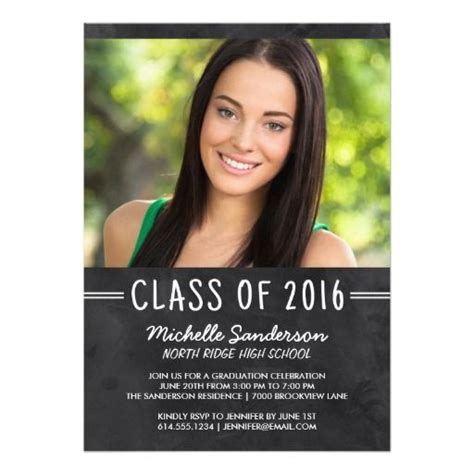 Classic Chalkboard Photo Graduation Party Invite Unique Graduation